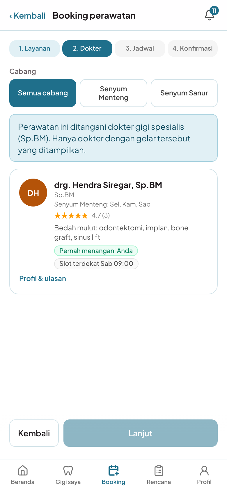 Booking ke dokter spesialis