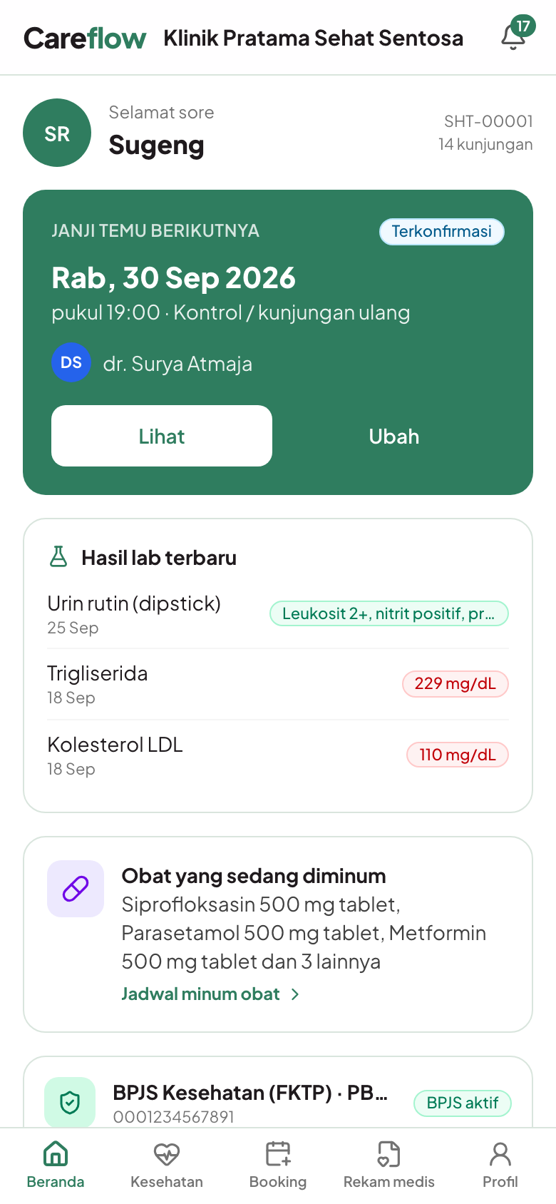 Antrian, resep, dan hasil lab di ponsel