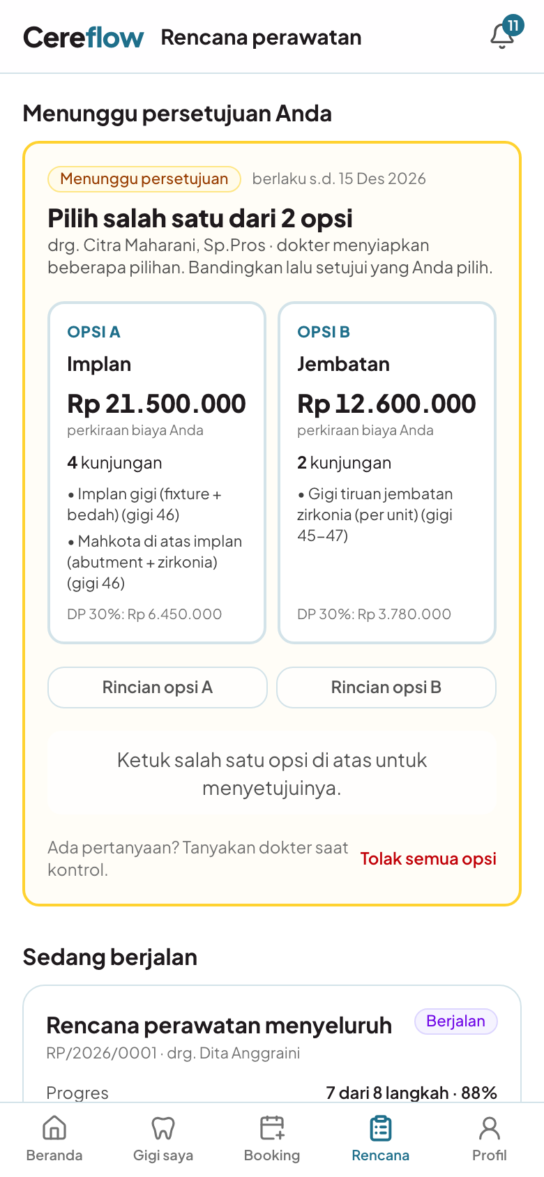 Persetujuan rencana dari ponsel