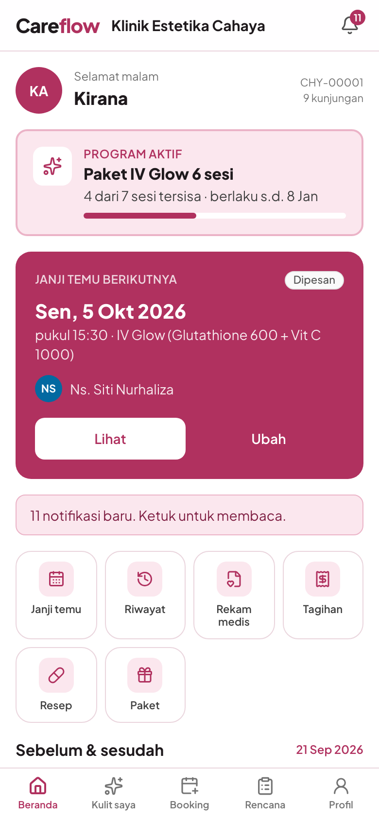 Paket, jadwal, dan foto di ponsel