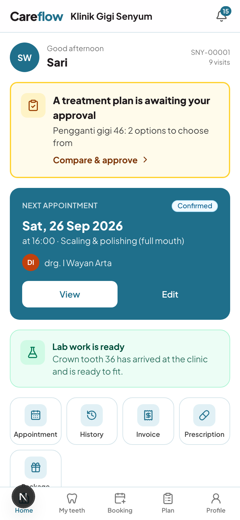 Patient app with a copy of the record