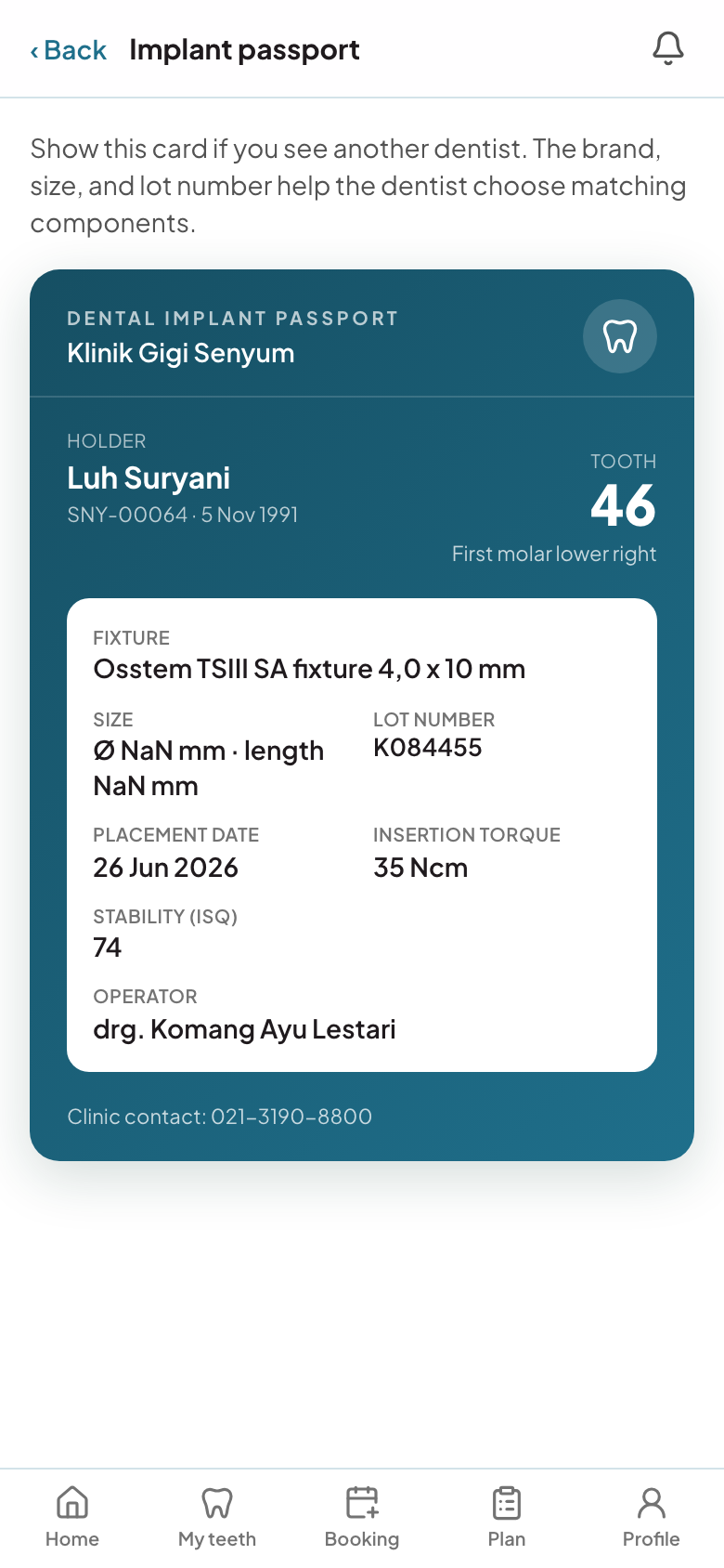 Implant passport