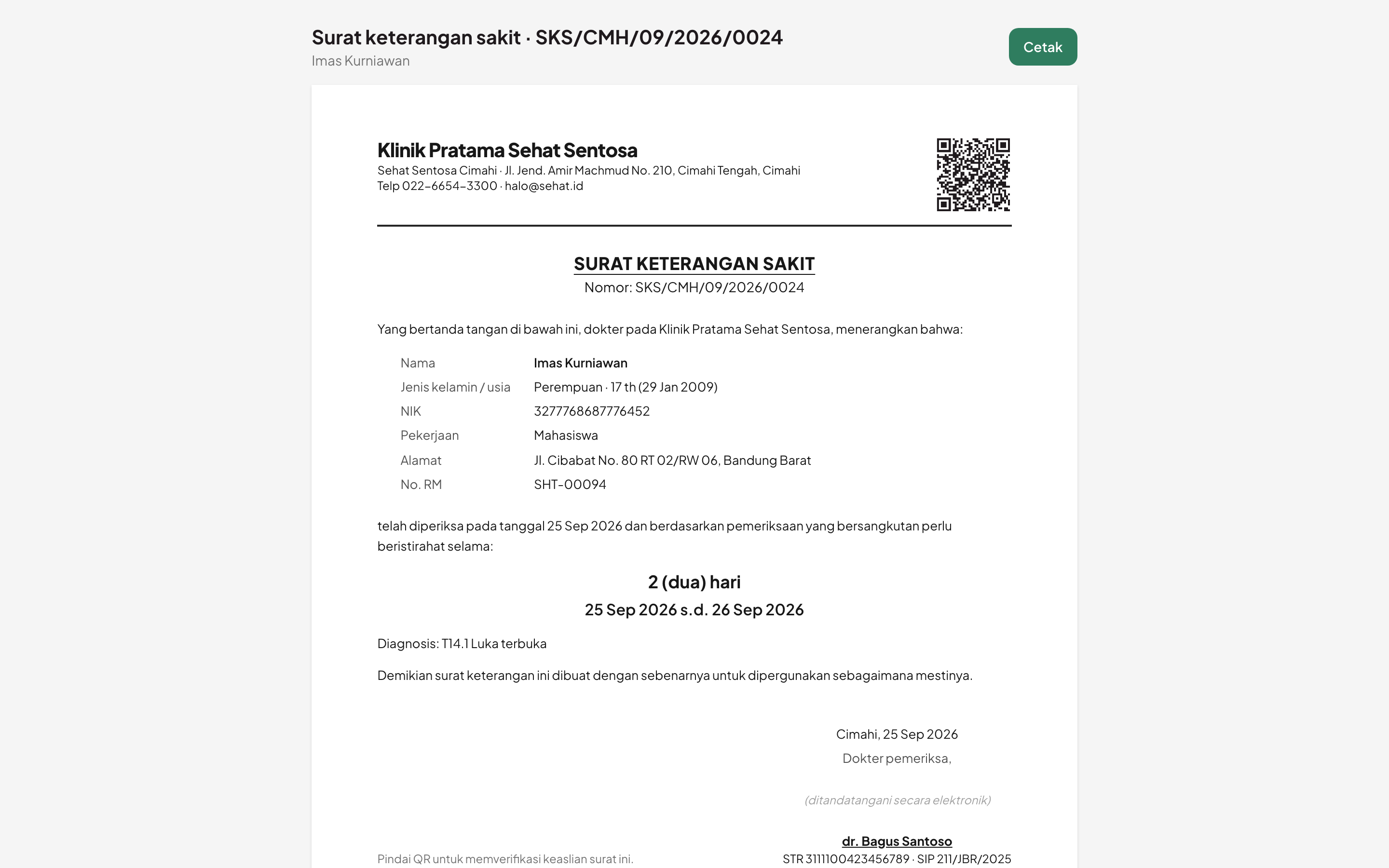 Surat sakit, sehat, dan rujukan